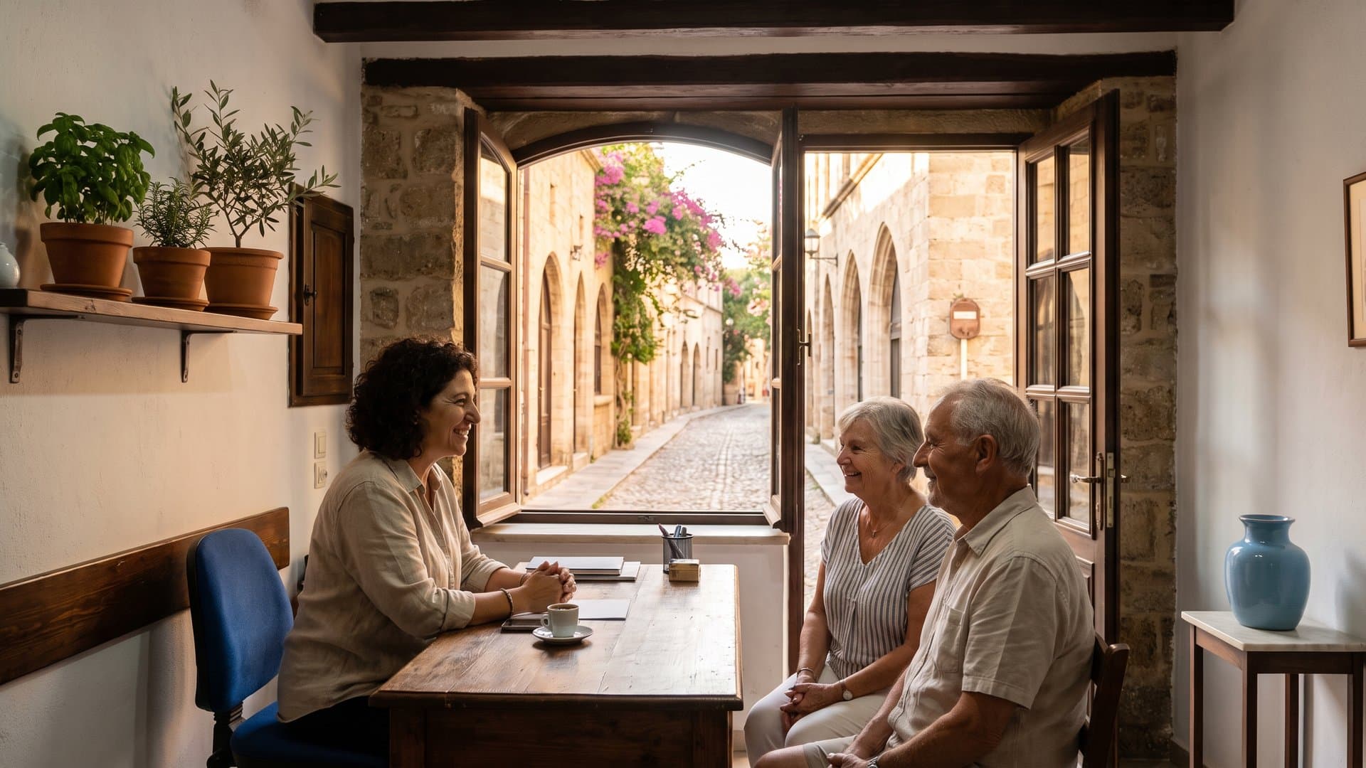 Ρεσεψιονίστ απαντά χαμογελαστή στην ερώτηση ενός πελάτη